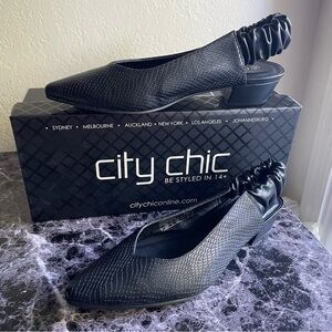 City Chic Slingback Ember Flats Women's Size 39/US Size 8 Black Suede Tassel